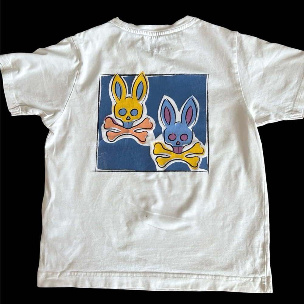 Kids Graphic Tee - White with Colorful Bunny Design